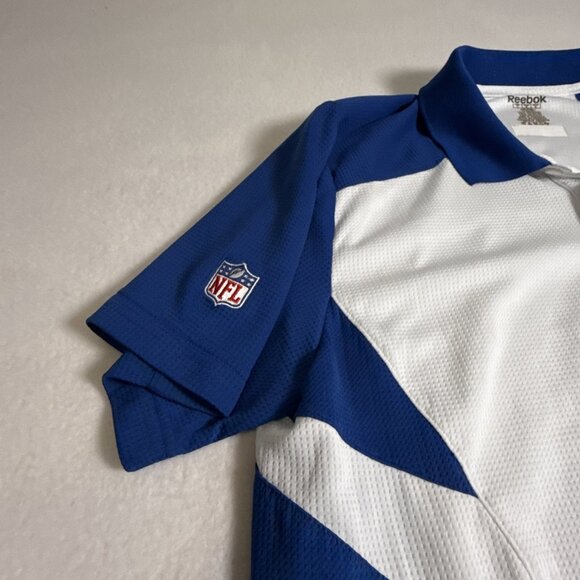 INDIANAPOLIS COLTS Polo Shirt SS REEBOK Blue White NFL AFC South Polyester L - Picture 3 of 12